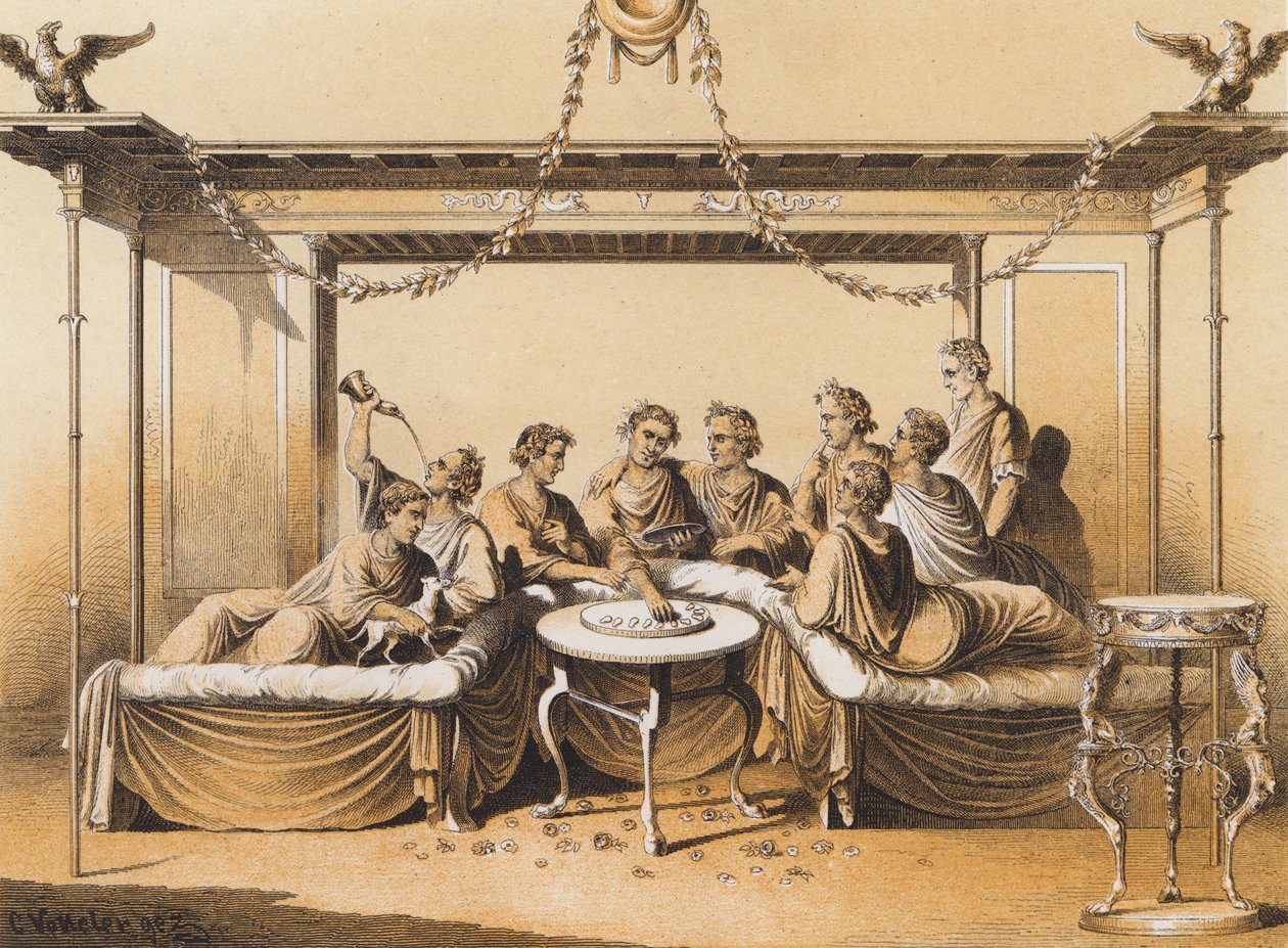 Ancient Romans Enjoying a Meal by German School