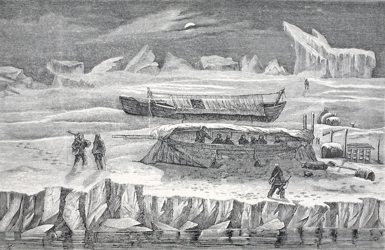 Bivouac in Boats, London 1874 by German School