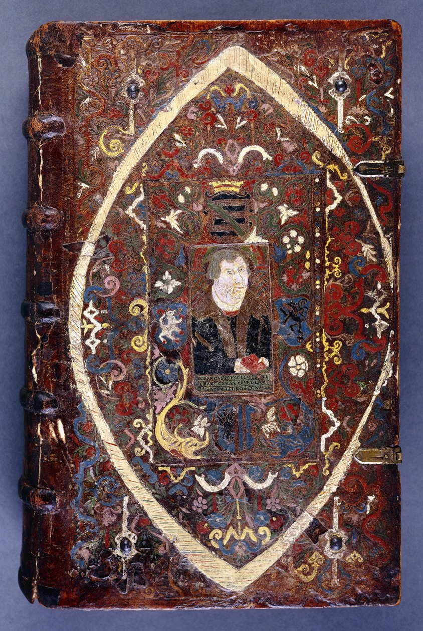 Book cover with a portrait of Martin Luther (1483-1546) by German School