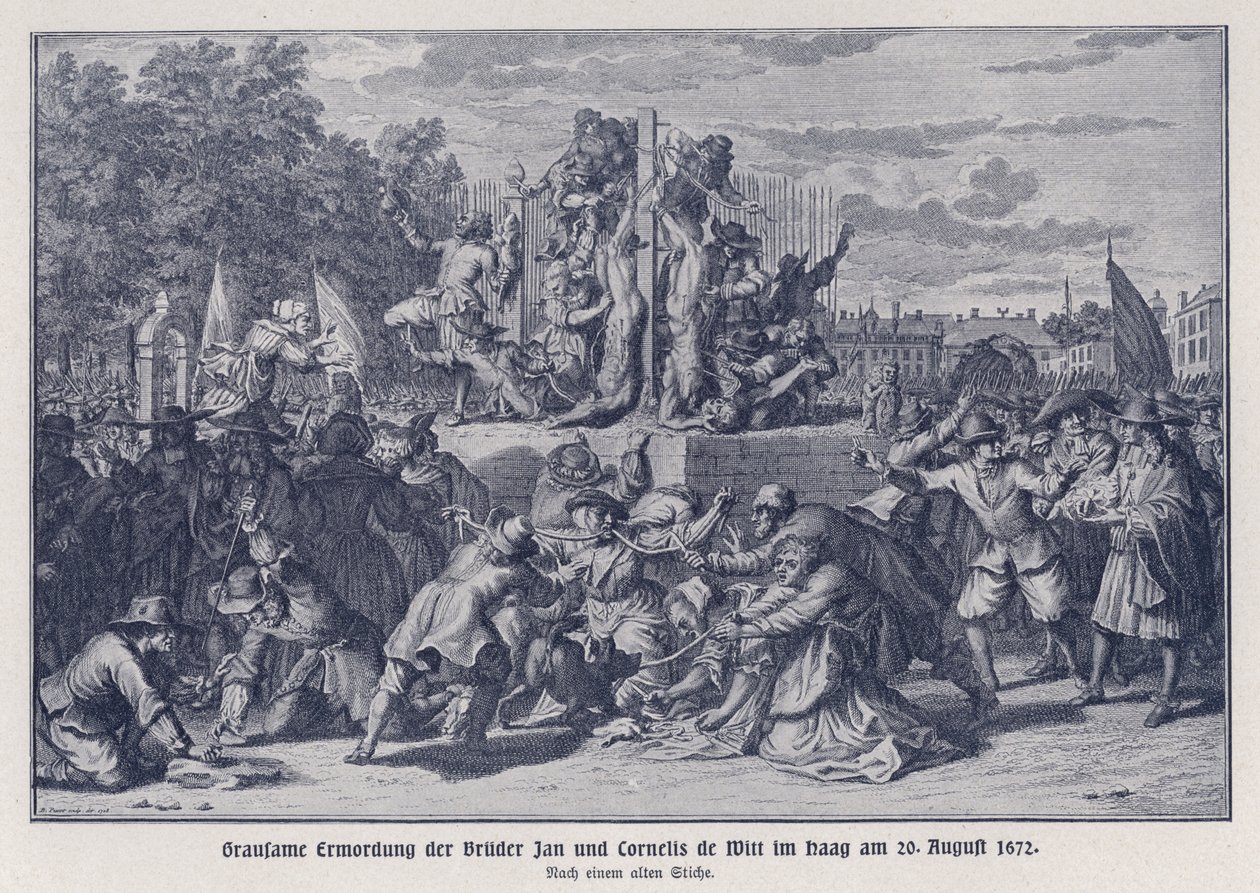Brutal Murder of the Brothers Jan and Cornelis de Witt by an Orangist Mob, The Hague, Netherlands, 20 August 1672 by German School
