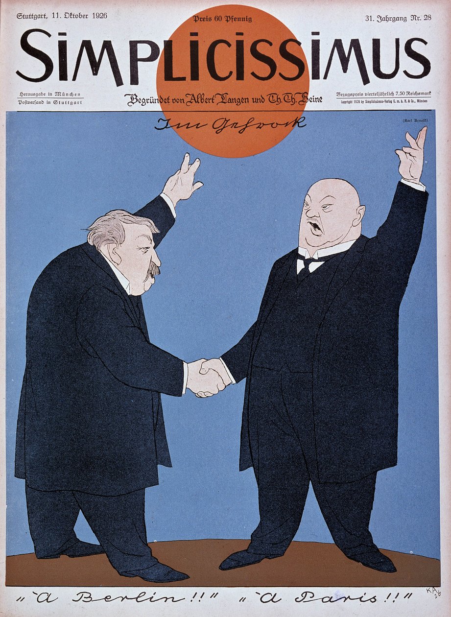 Cartoon on the Franco-German rapprochement: Briand and Stresemann - in 