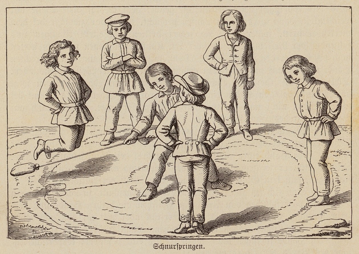 Children Playing a Rope Jumping Game by German School