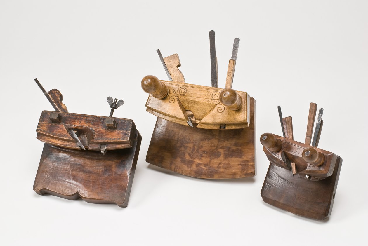 Coopers croze planes, dated 1735, 1842 and early to mid-19th century by German School