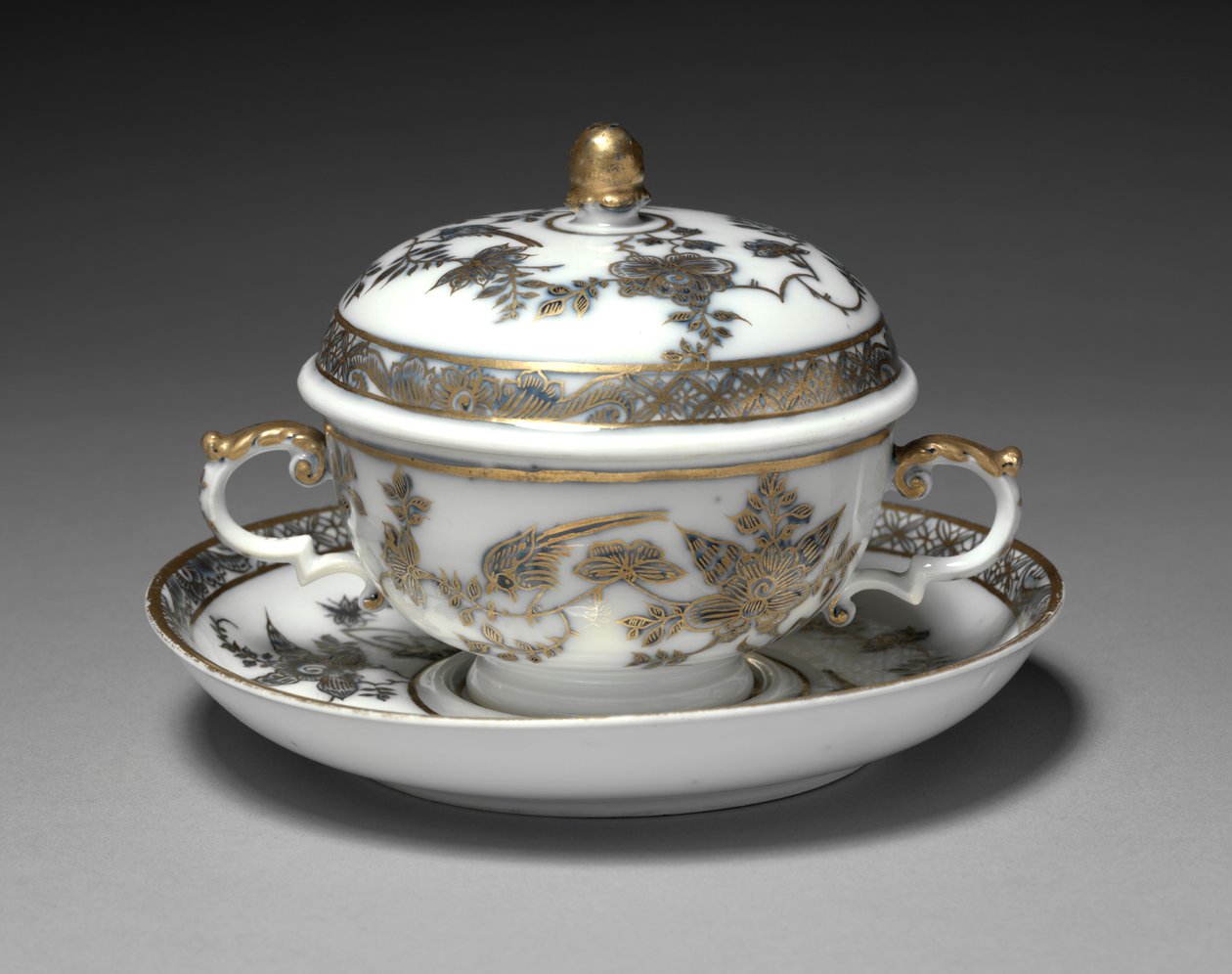Covered Bowl and Dish by German School