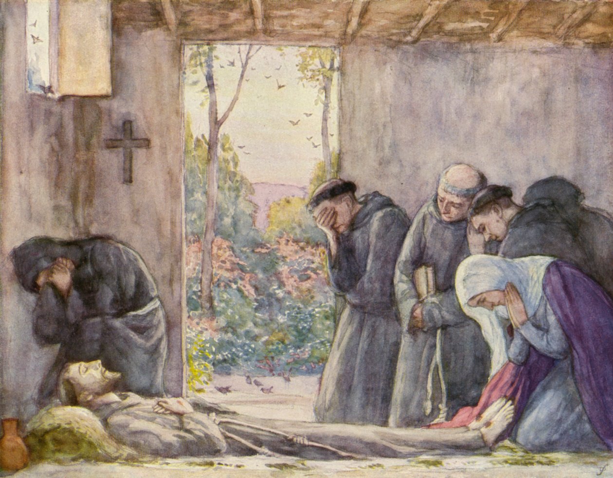 Death of St Francis of Assisi by German School