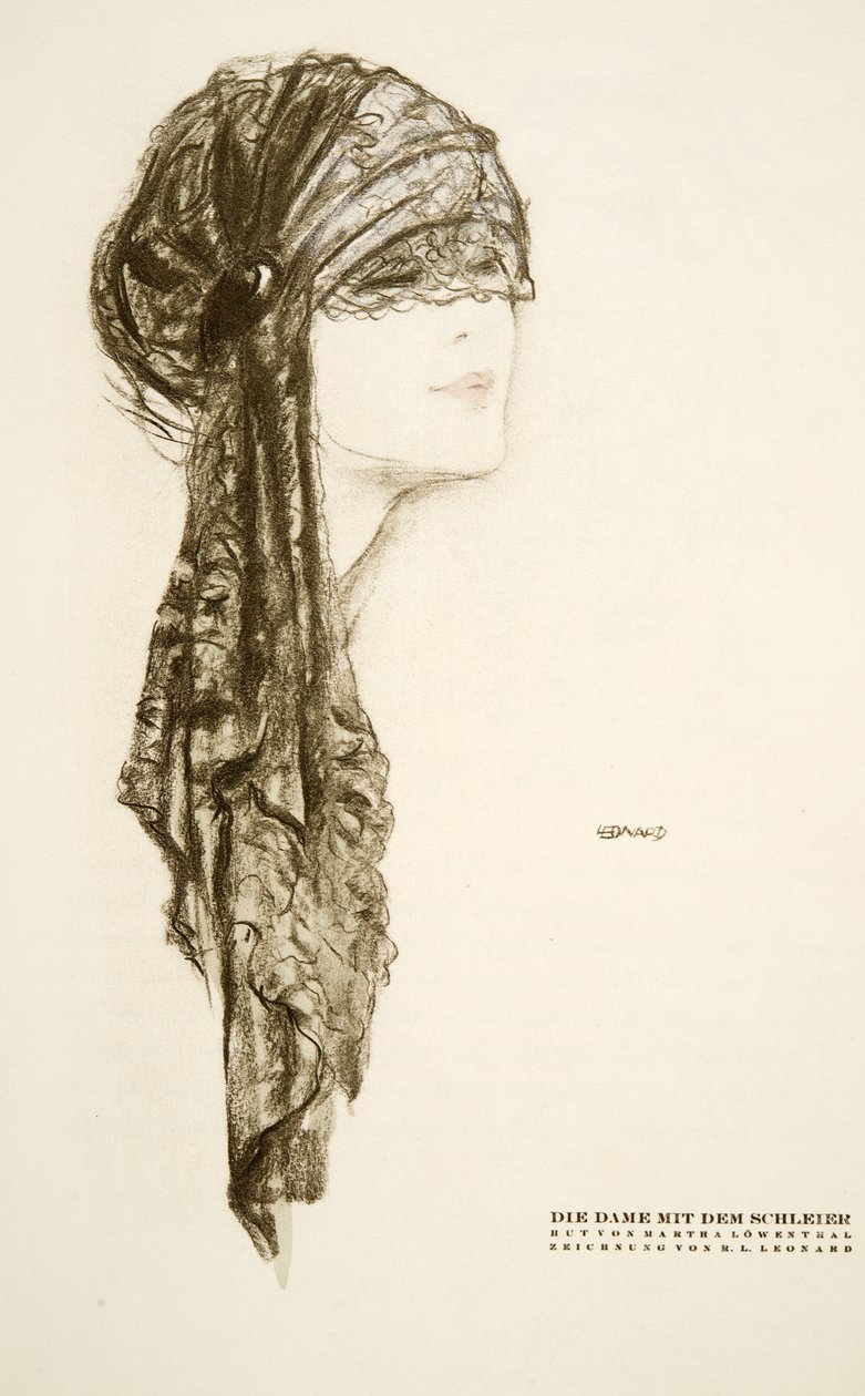 The Lady with the Veil, hat by Martha Lowenthal, from Styl, published 1922 by German School