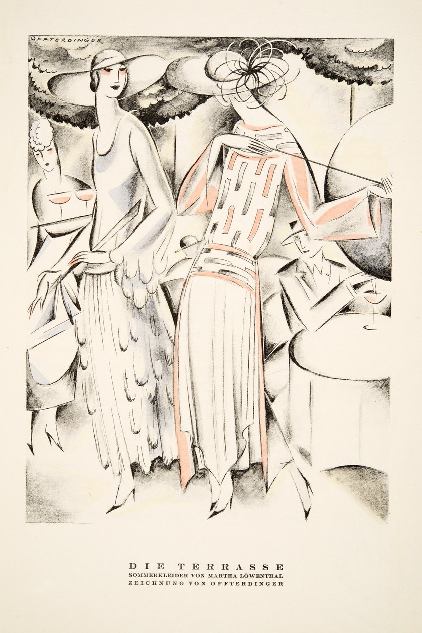 Die Terrasse, Advertisement for Summer Dresses by Martha Lowenthal, from Styl, pub. 1922 by German School