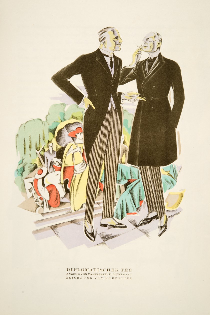 Diplomatic Tea, suits by Fasskessel U. Muntmann, from Styl, pub.1922 by German School