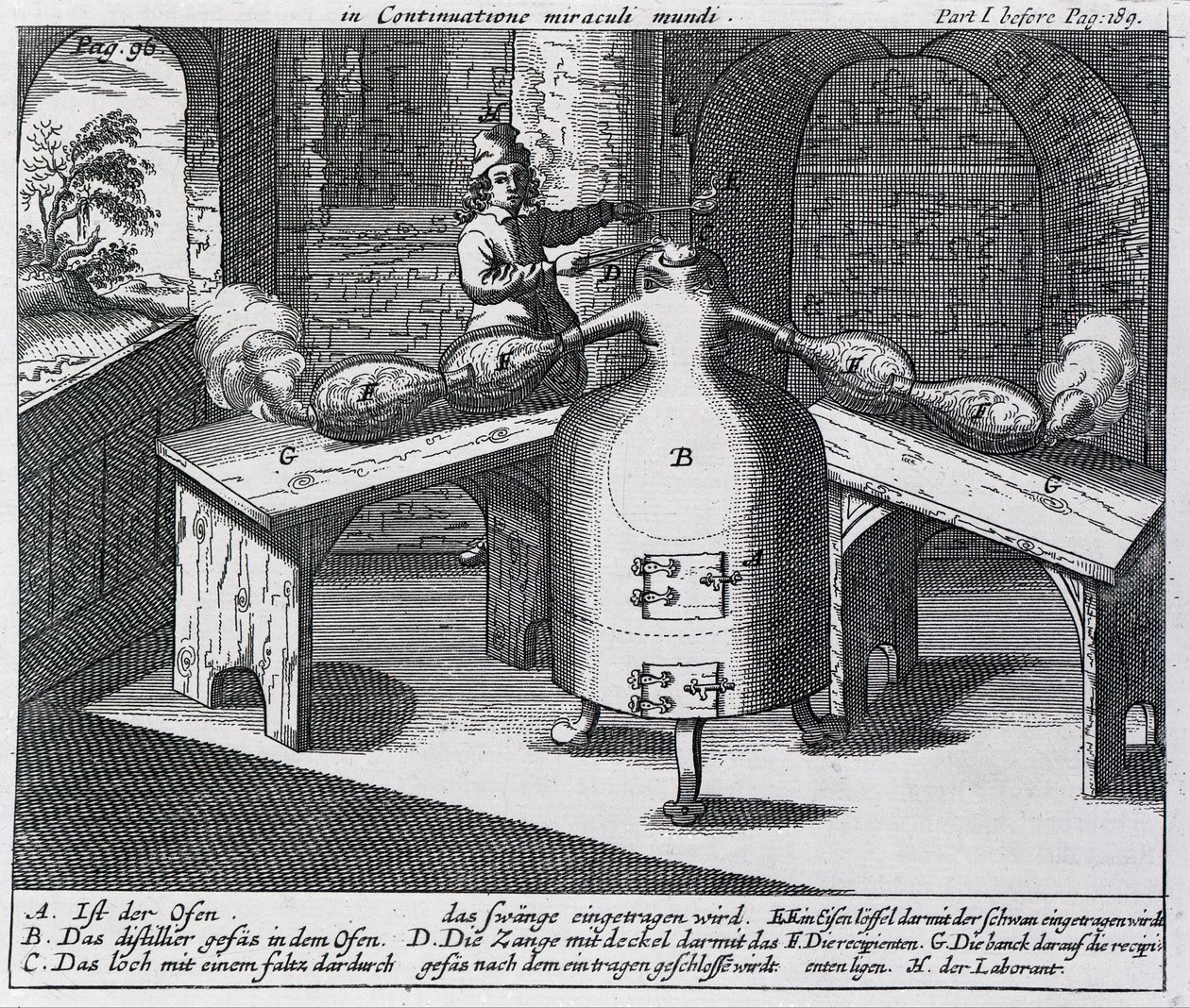 Distillation of Nitric Acid (Aqua Fortis or Parting Acid) in an Iron Man with Two Noses by German School