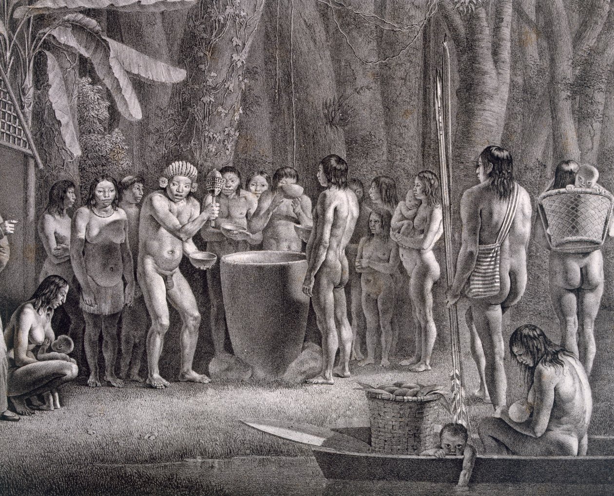 Drinking festival of the Coroados tribe, c.1835-50 by German School