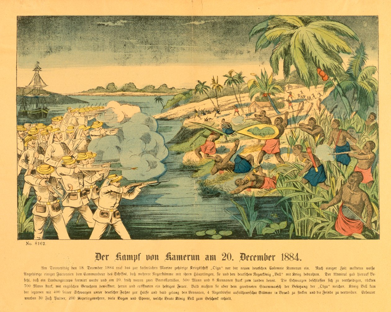 Duala Uprising in German Cameroon, with the SMS Olga in the Background ...