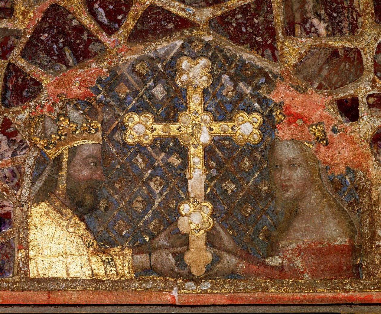 Emperor Charles IV and His Third Wife, Anna von Schweidnitz with a Reliquary-Cross by German School