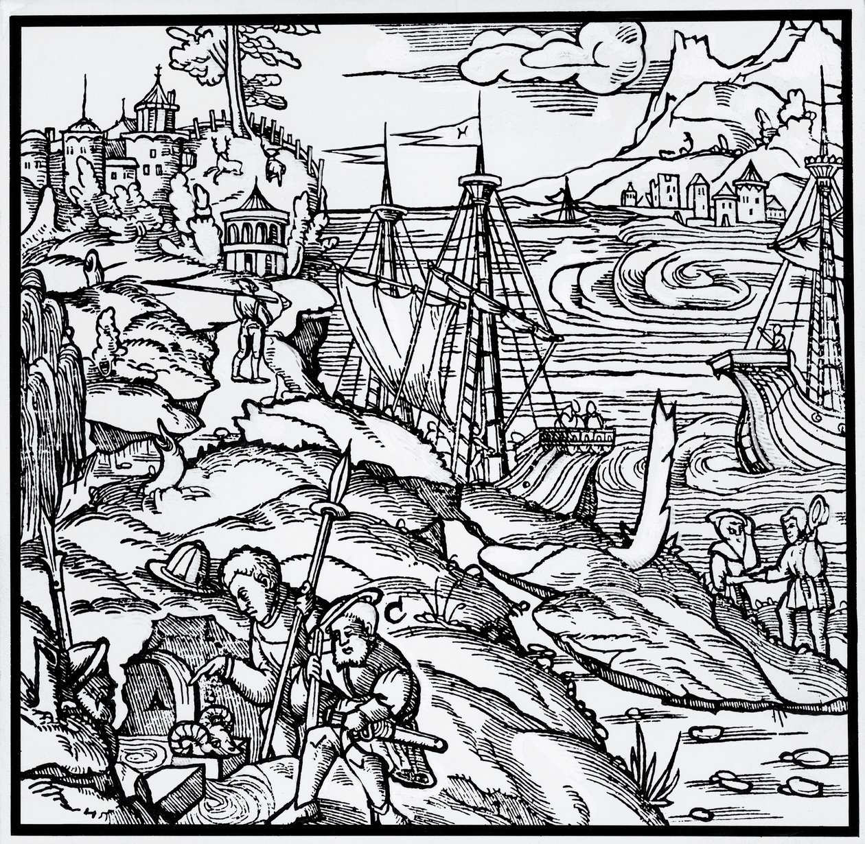 Engraving from De re metallica (On the nature of metals), by Georgius Agricola by German School