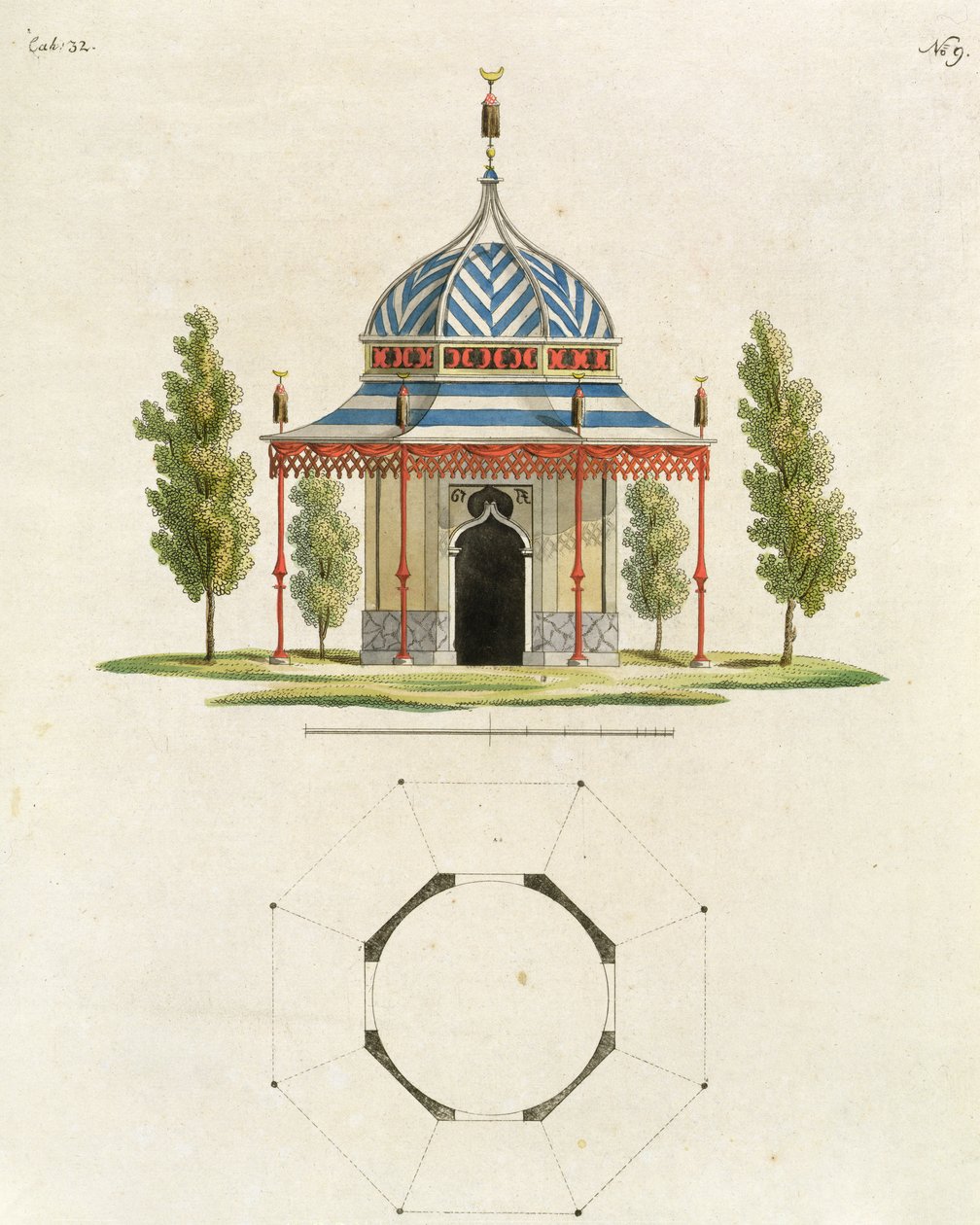 Exterior of a Chinese Garden Temple, from Recent New Ideas for the Garden, published 1779 by German School