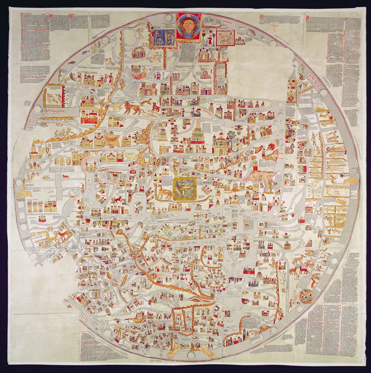 Facsimile copy of the Ebstorf Mappamundi, made for the convent at Ebstorf, near Lüneberg, circa 1339 by German School