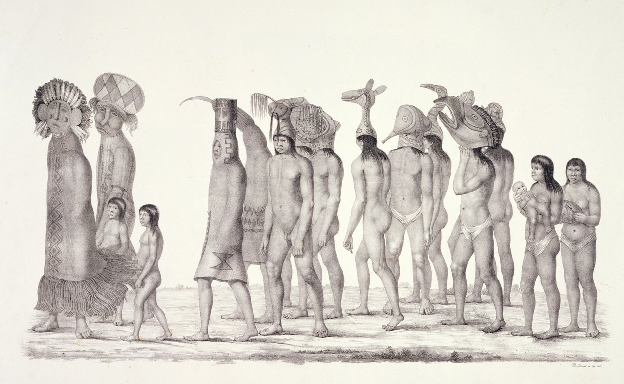 Festive Procession of the Tecunas, from Travels in Brazil by German School