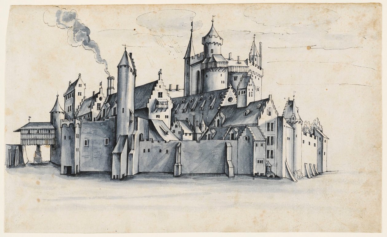 Fortified Town Surrounded by Water by German School