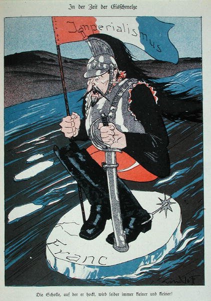 French imperial ambitions endangered by the collapse of the franc, caricature from 
