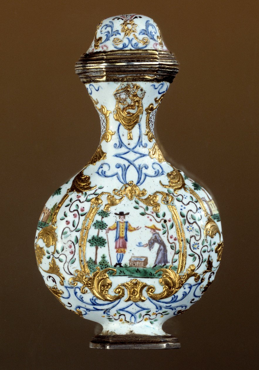 German Art: Fragrance bottle of the 18th century (enamel; scene of chinoiserie) by German School