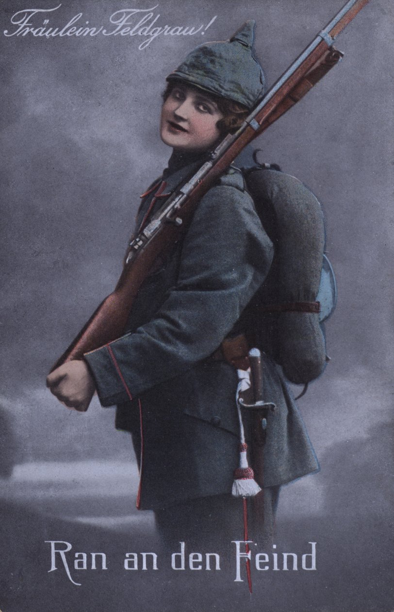 German Girl in Military Uniform by German School