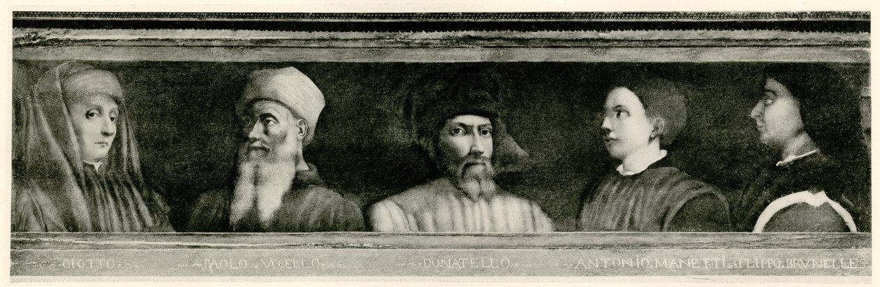 Giotto di Bondone (1267 - 1337), Paolo Uccello (1397 - 1475), Donatello (1386 - 1466), Antonio Manetti (1402 - 1460), Filippo di der Brunellesco (1377 - 1466) by German School