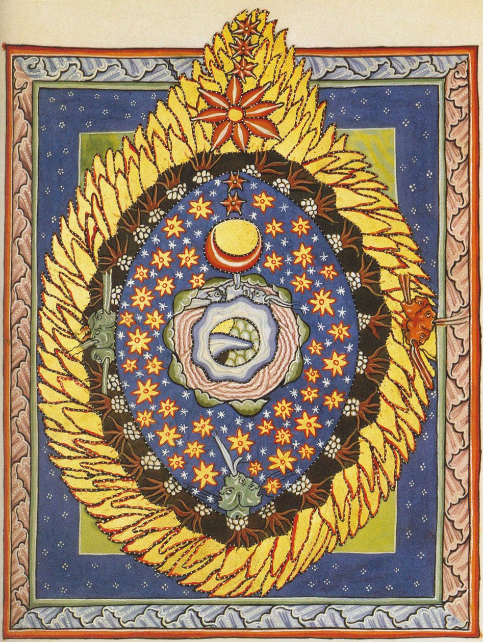 God, Cosmos, and Humanity. Miniature from Liber Scivias by Hildegard of Bingen, c.1175 by German School
