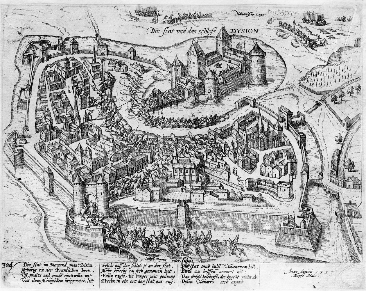 Henri IV (1553-1610) Entering Dijon, after His Victory at Fontaine-Francaise over Spanish, 5th June 1595 by German School