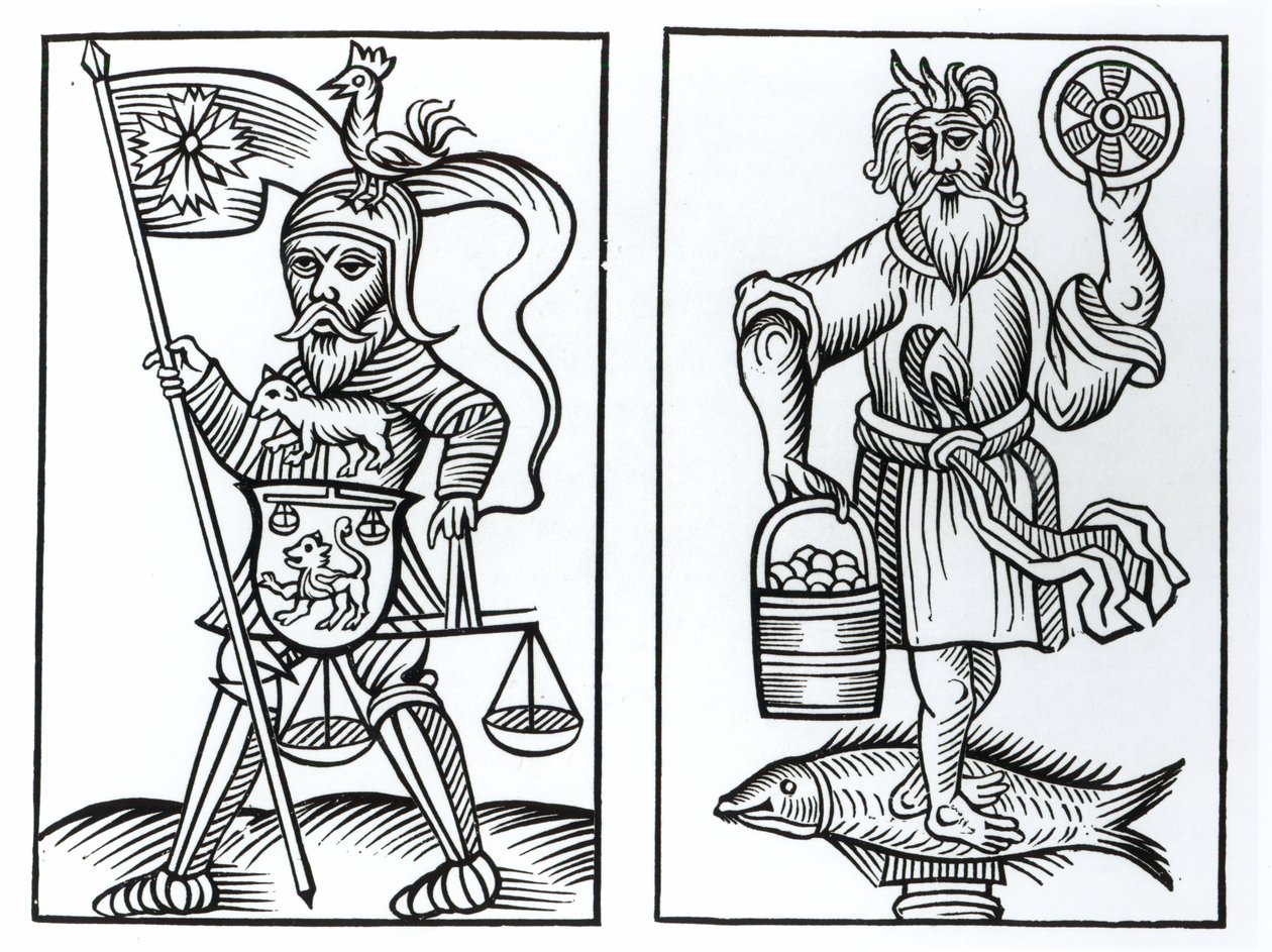 Hermensul or Irmensul (left) and Crodon (right) Idols of the Ancient Saxons, after a Woodcut in the Annales Circuli Westphaliae by Herman Stangefol, Published 1656 by German School