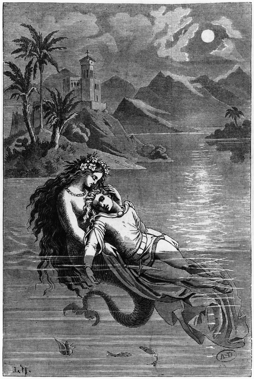 Illustration for The Little Mermaid from Fairy Tales by Hans Christian Andersen, 1869 by German School