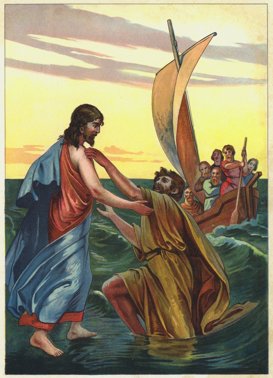 Jesus Walking on Water by German School