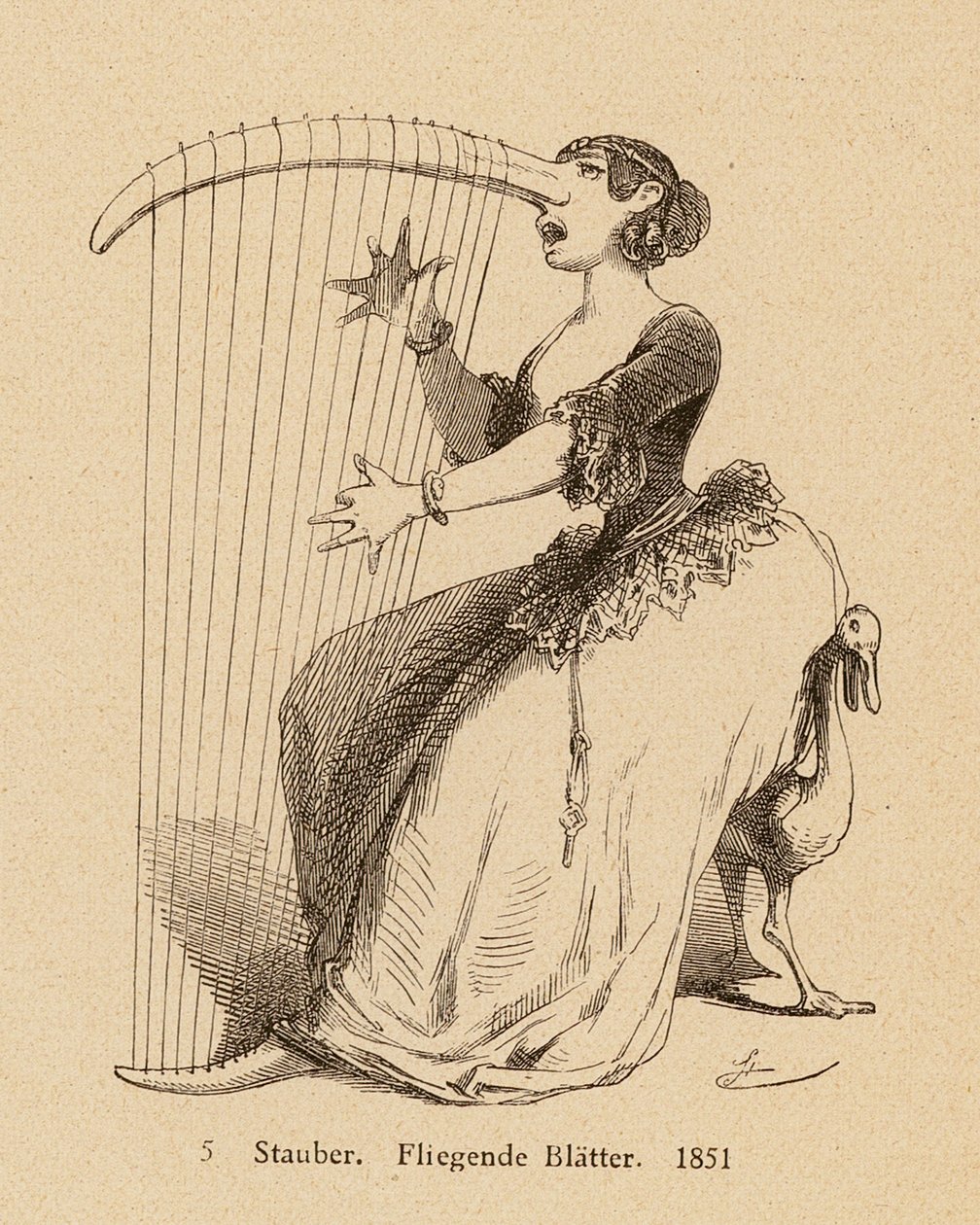 Jewish Woman Playing a Harp Strung from Her Long Nose by German School