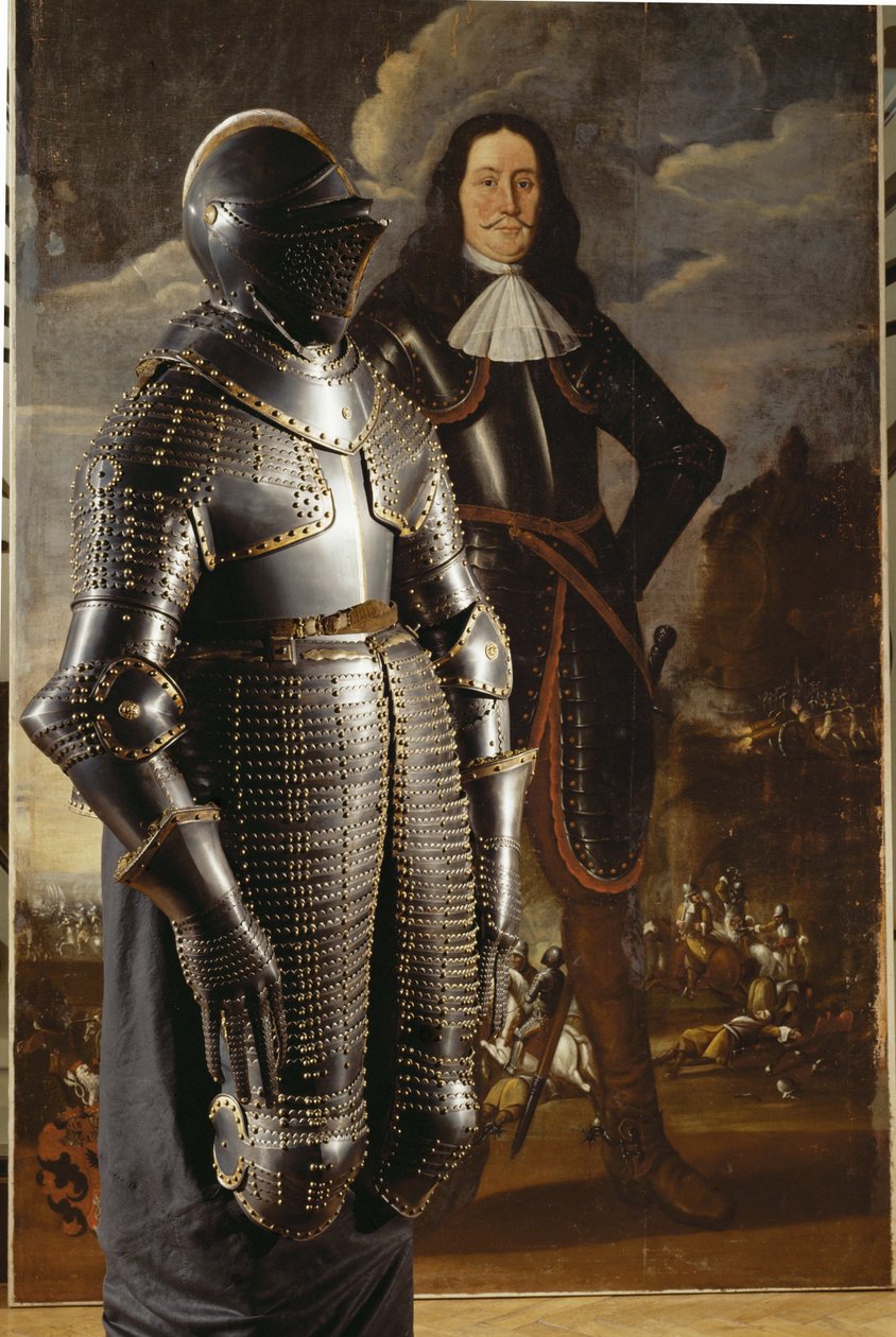 Johann Count Sporck, His 36-kg Armour Standing in Front of His Portrait by German School