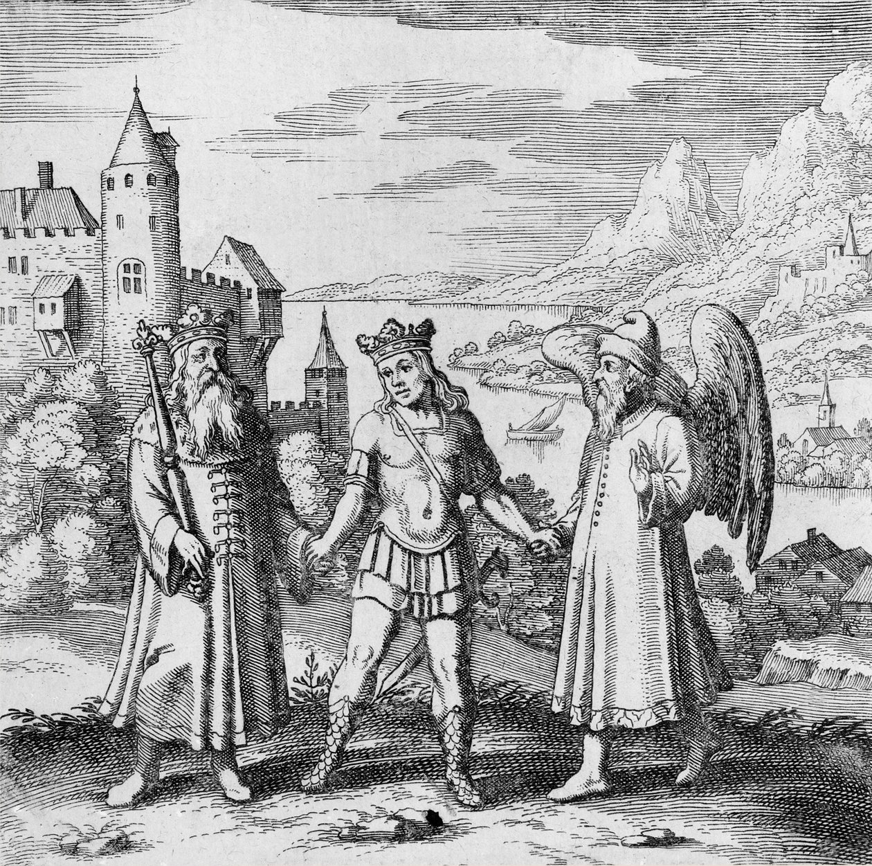 King and Healthy Spirit Guide the Prince from Musaeum Hermeticum by German School