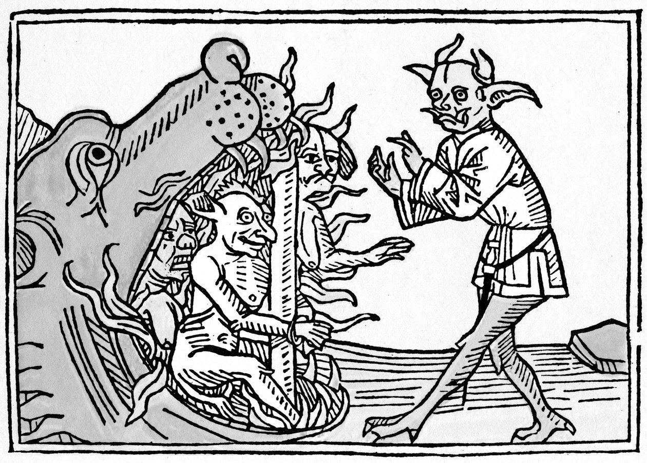 The Devil Belial before the Gates of Hell, from Das Buch Belial, published in Augsburg by German School