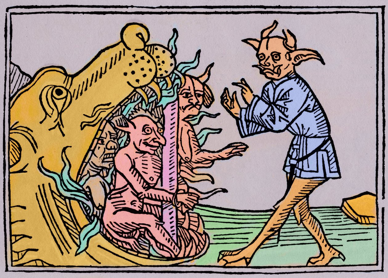 The Devil Belial before the Gates of Hell, from Das Buch Belial, published in Augsburg by German School