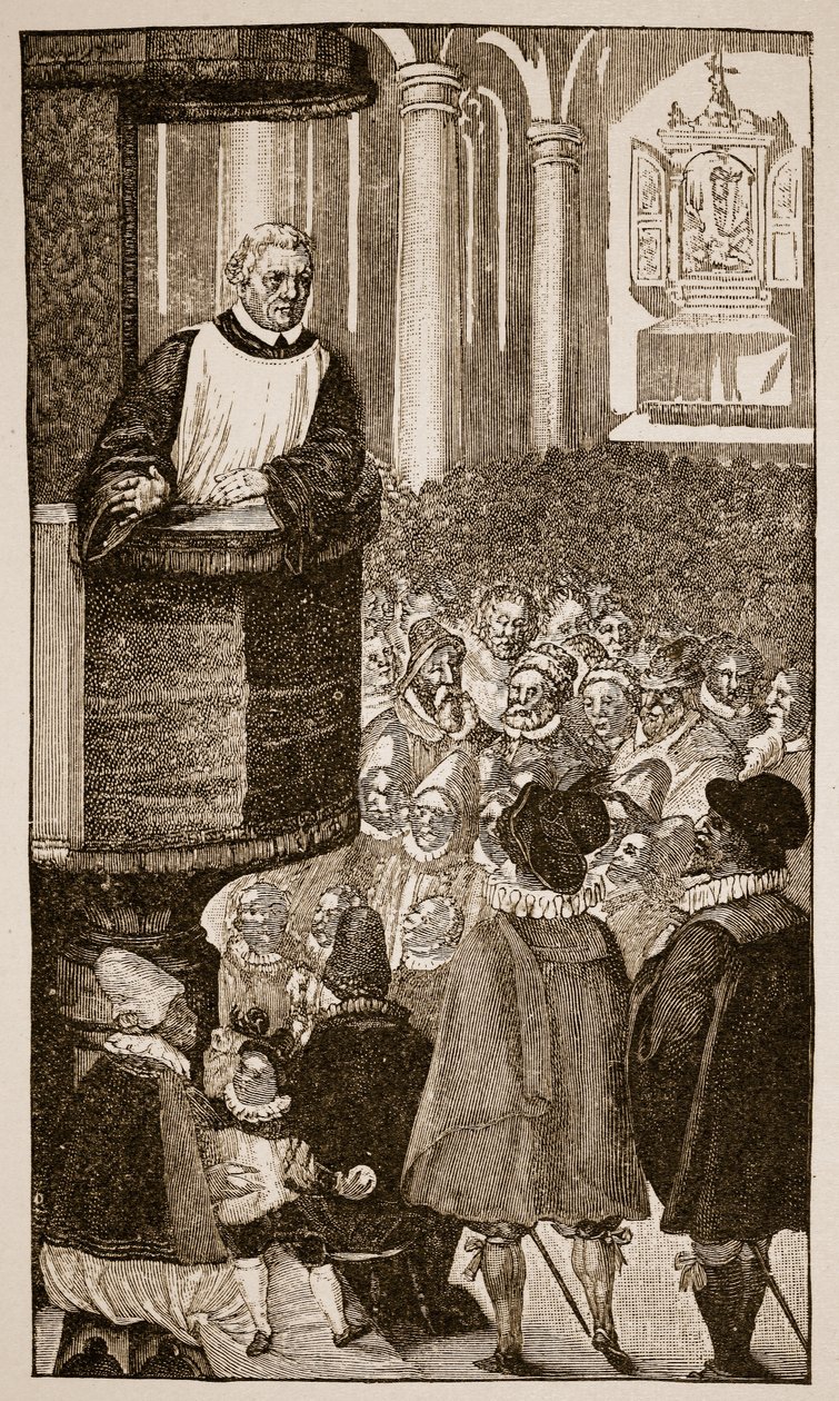 Martin Luther preaching, c.1517 by German School
