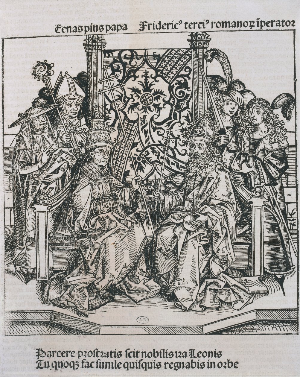 Meeting between Pope Pius II and Frederick III, Emperor of Germany by German School