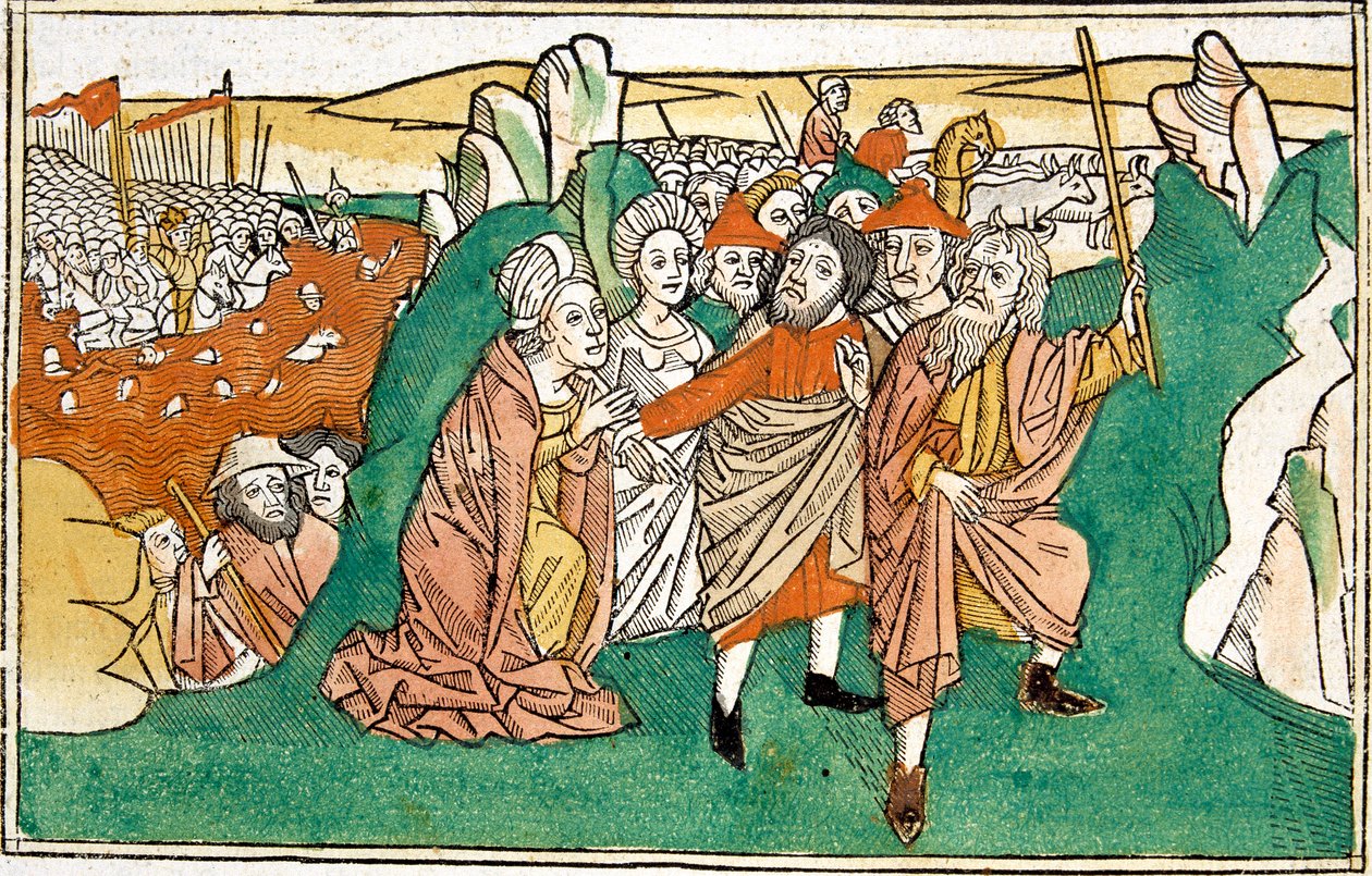 Moses in the Red Sea, Scene in the Bible of Nuremberg by German School