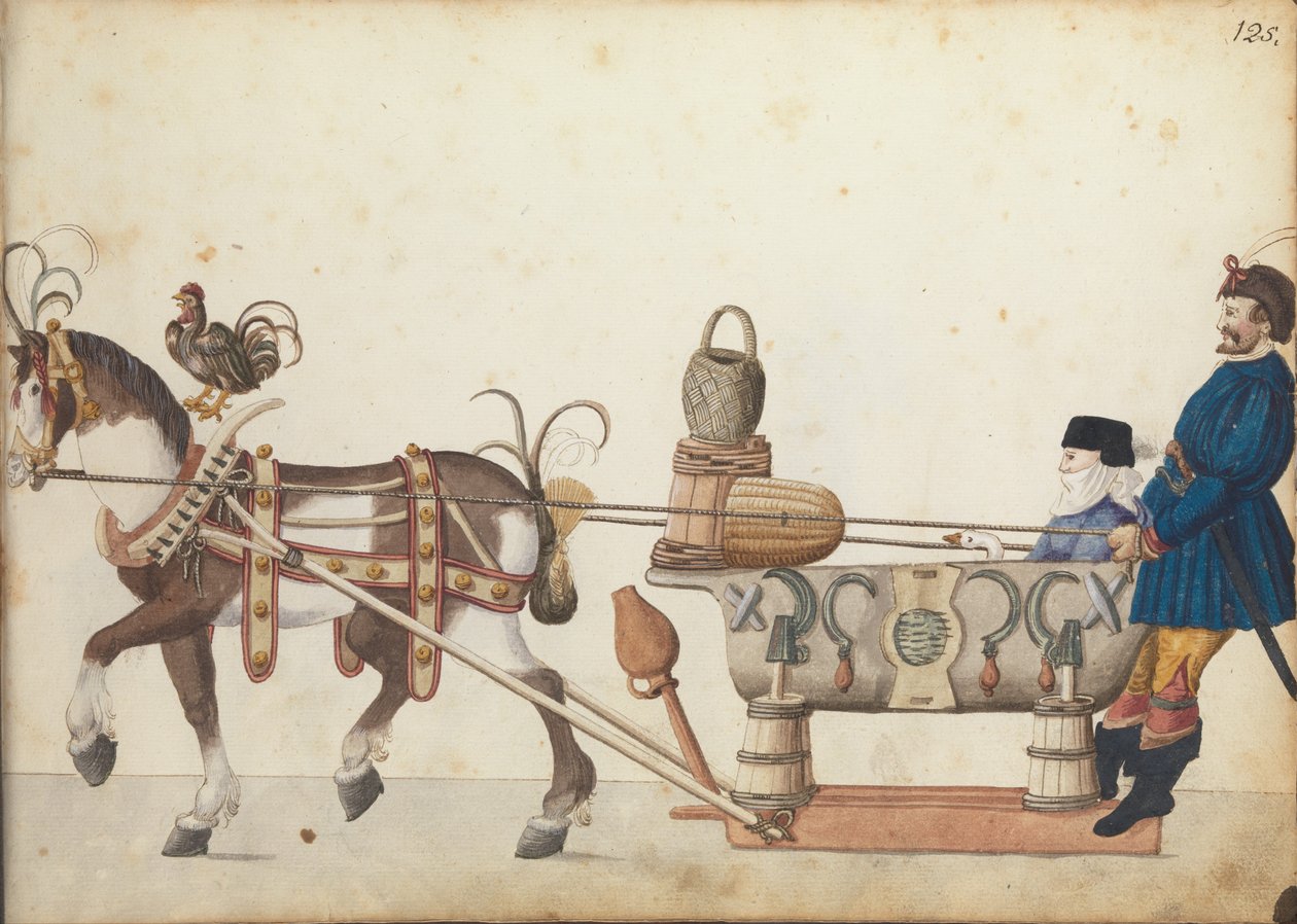 Pageant sleigh in parade by German School