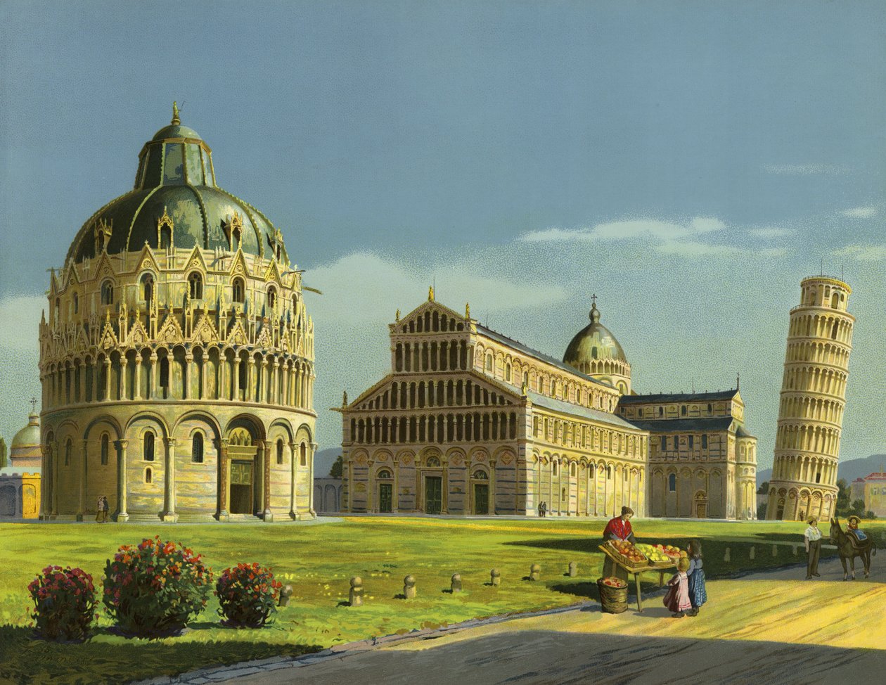 Pisa, Baptistry, Cathedral, Leaning Tower by German School