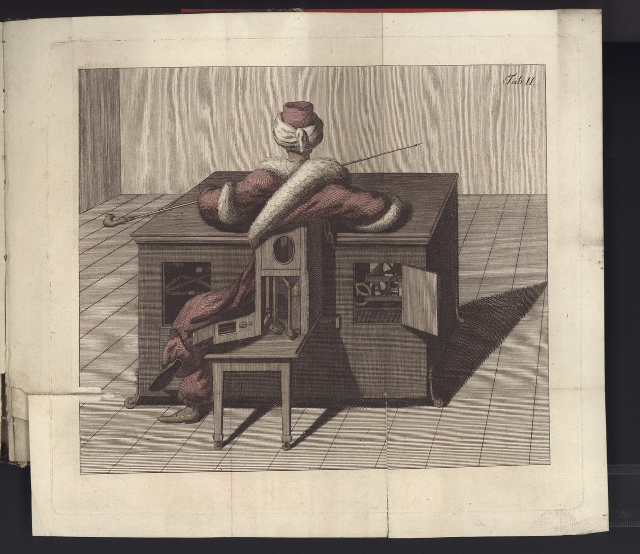 Plate II from Uber den Schachspieler des Herrn von Kempelen und dessen Nachbildung, Leipzig und Dresden: Joh. Gottl. Breitkopf, 1789 by German School