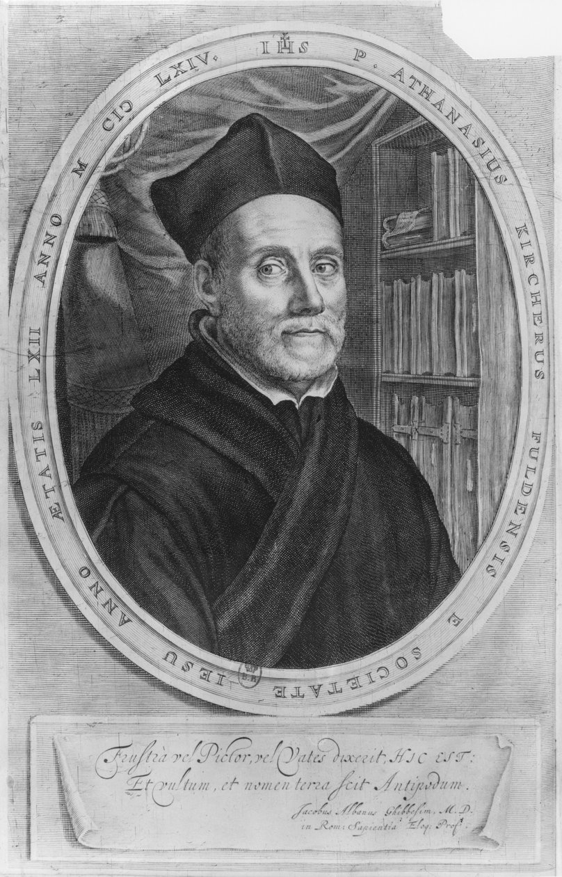 Portrait of Athanasius Kircher, German scholar, aged 62 by German School