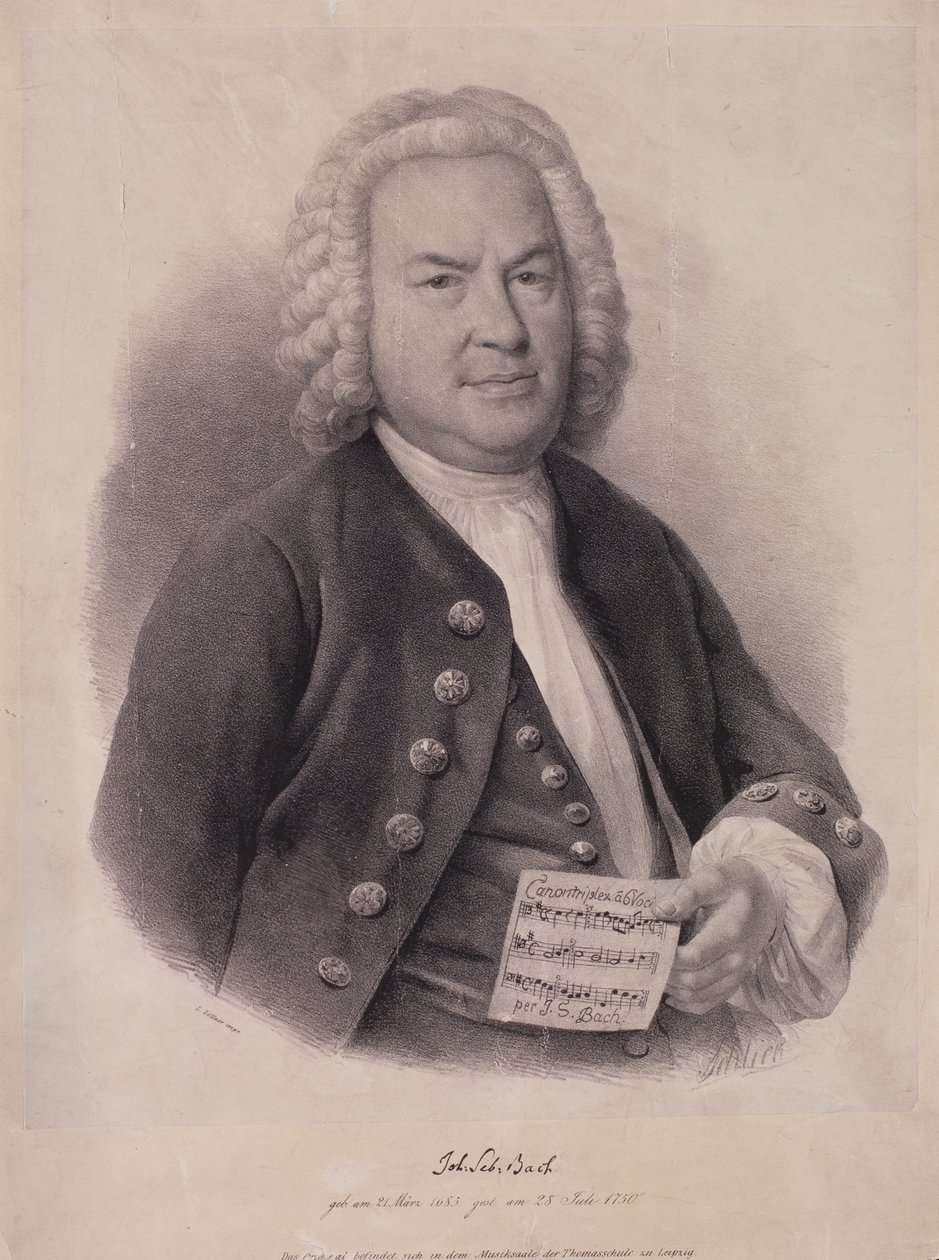 Portrait of Johann Sebastian Bach engraved by F.G. Schlick by German School