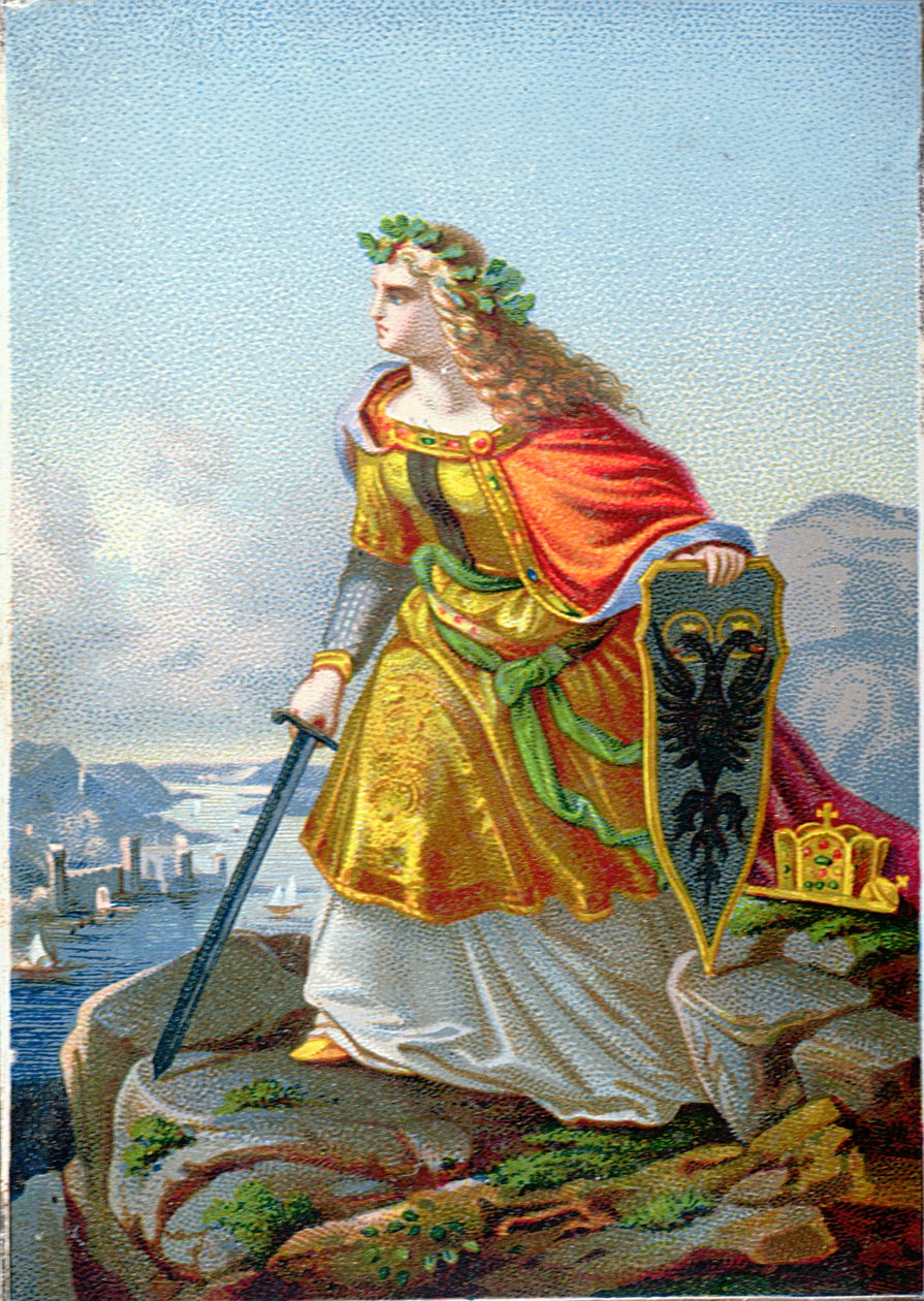 Postcard depicting Germania and the Rhine, c.1860 by German School