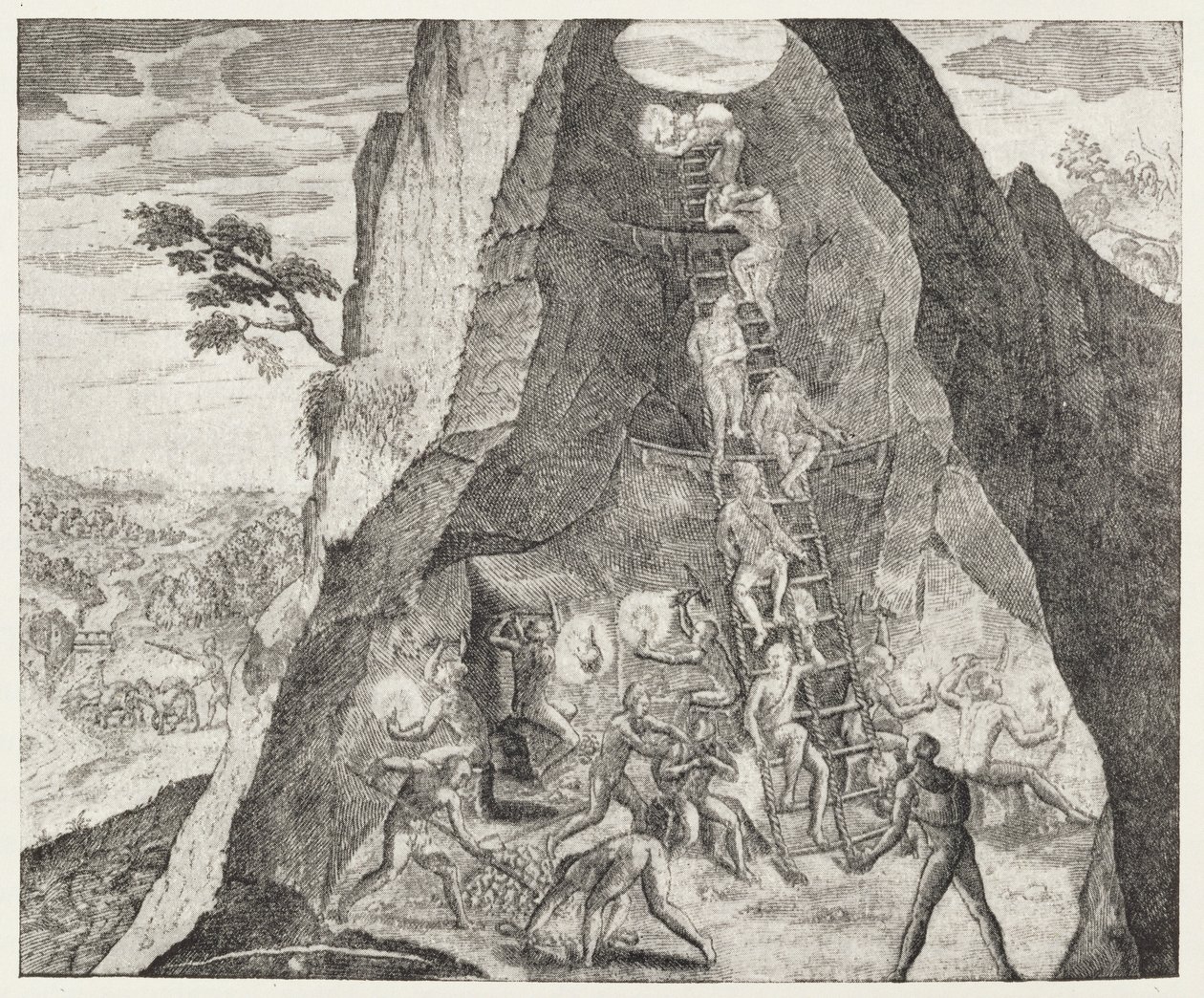 Quaint Picture of the Toilers in the Mines of Potosi, from Gottfried