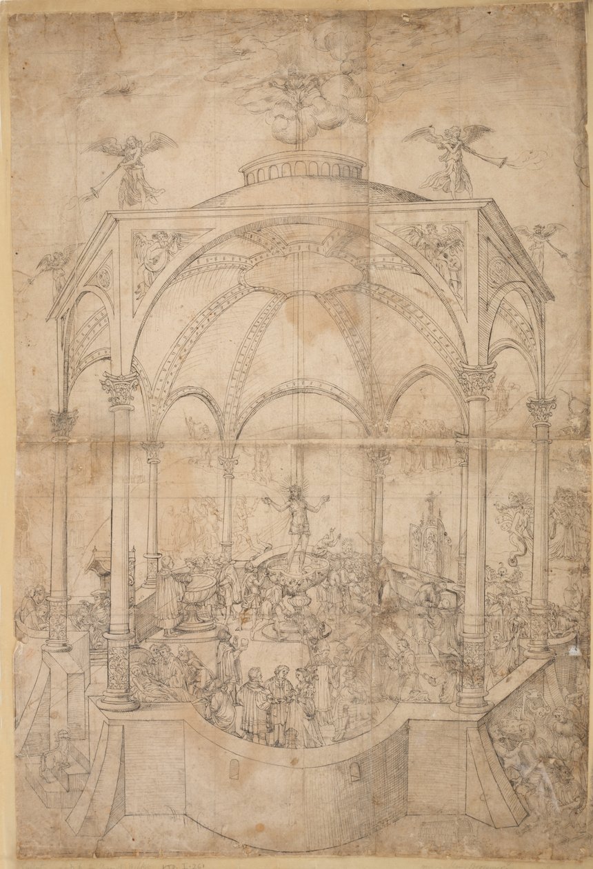 Religious allegory with the seven sacraments and the seven deadly sins by German School