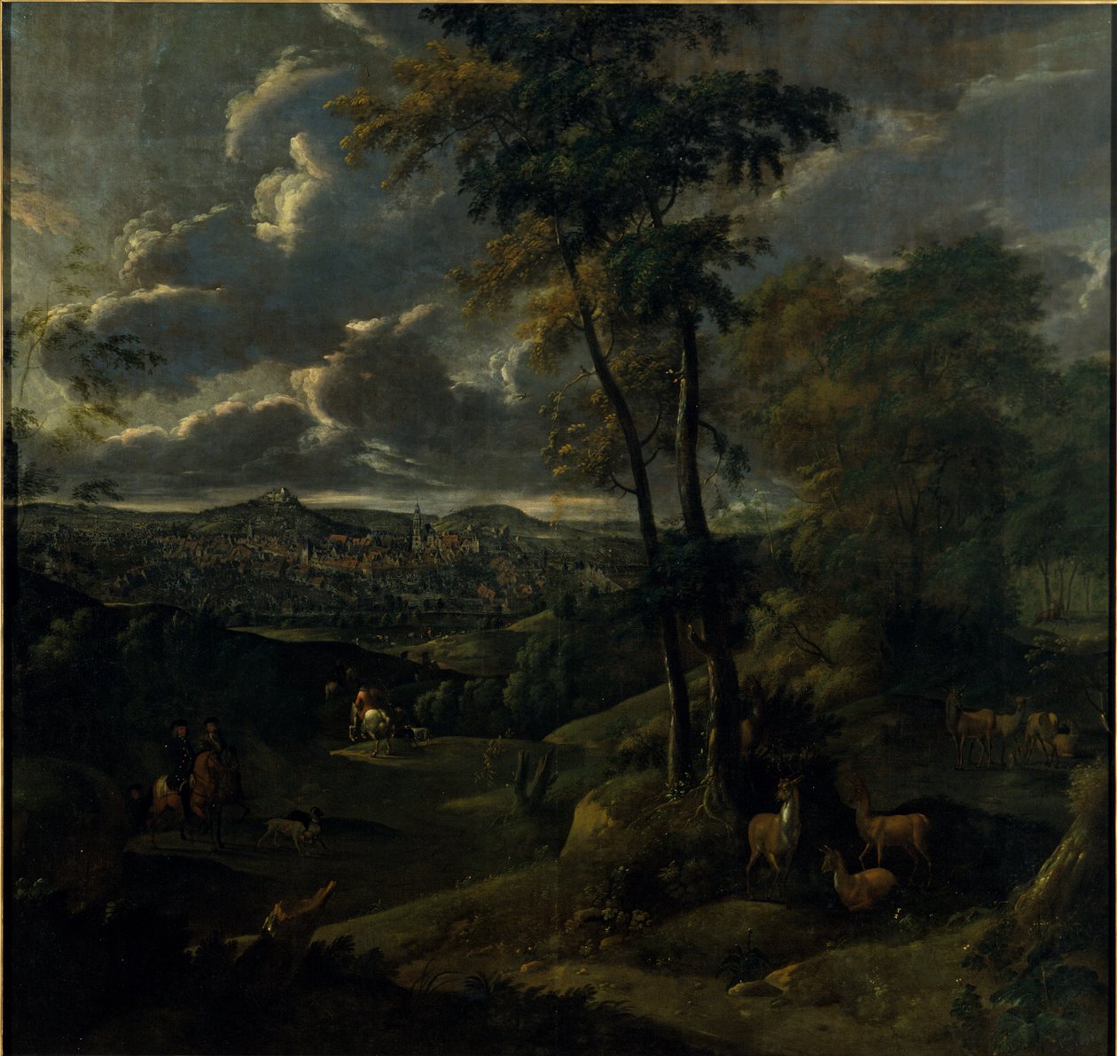 Rider in a Landscape with a Town by German School