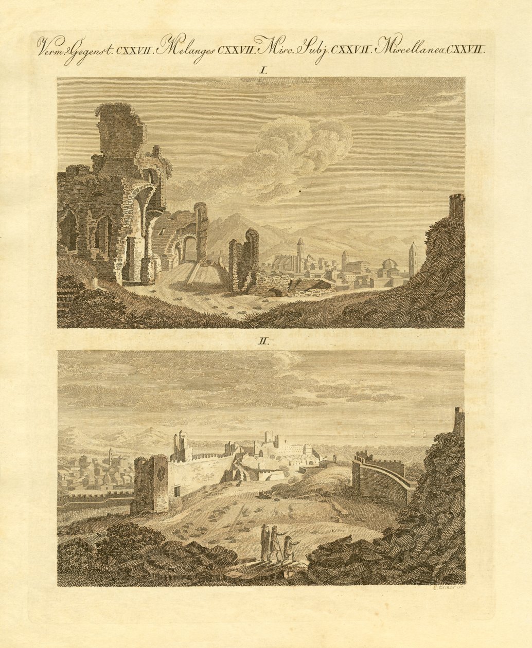 Ruins of the old town Sagunto in Spain by German School