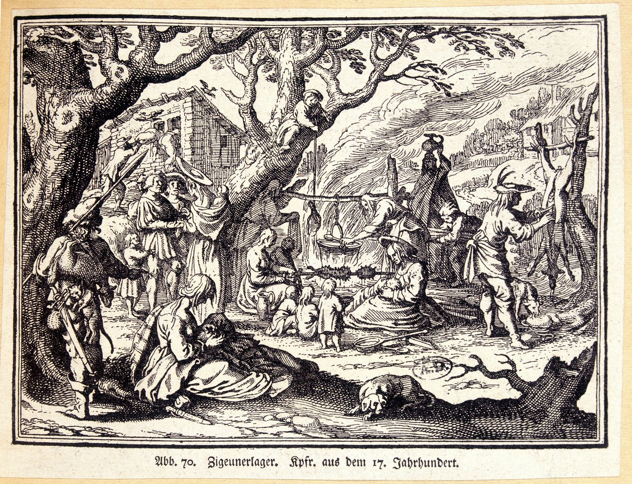 Rural people in the Middle Ages. German engraving of the 18th century. Anonymous. Bibl. of the Deco Arts. by German School