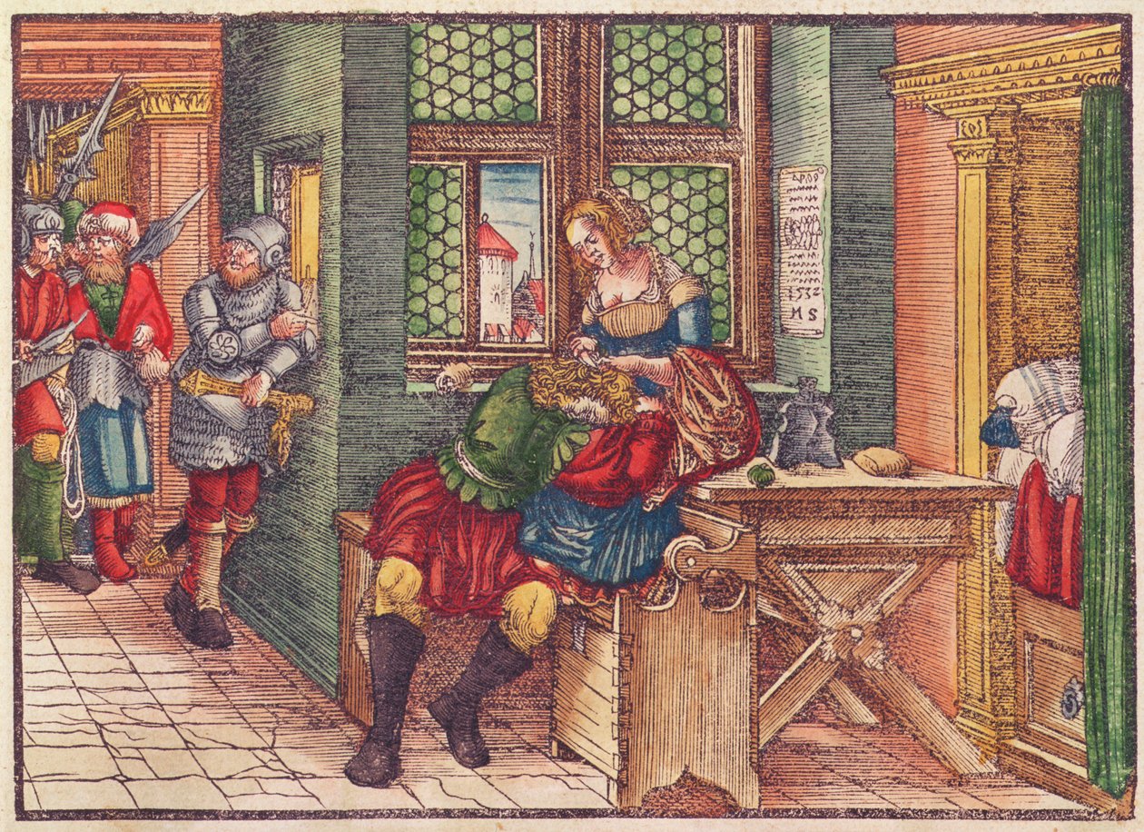 Samson and Delilah, from the Luther Bible, c.1530 by German School